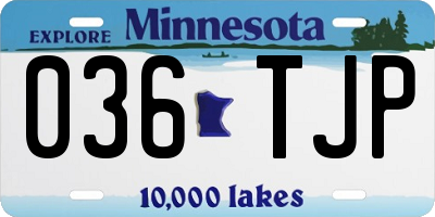 MN license plate 036TJP