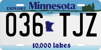 MN license plate 036TJZ