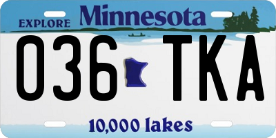 MN license plate 036TKA