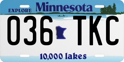 MN license plate 036TKC