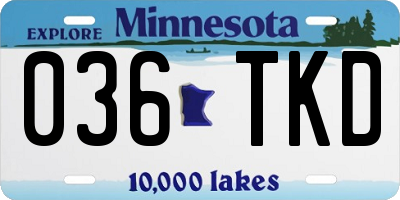 MN license plate 036TKD