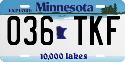 MN license plate 036TKF