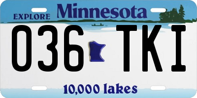 MN license plate 036TKI