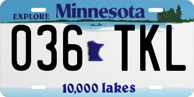 MN license plate 036TKL