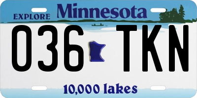 MN license plate 036TKN