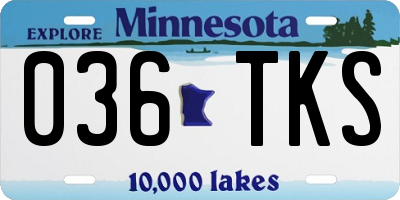 MN license plate 036TKS