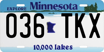 MN license plate 036TKX