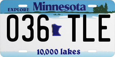 MN license plate 036TLE