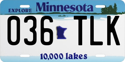 MN license plate 036TLK