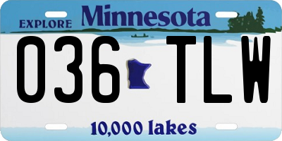 MN license plate 036TLW