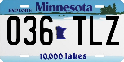 MN license plate 036TLZ