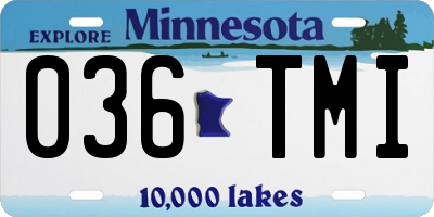 MN license plate 036TMI