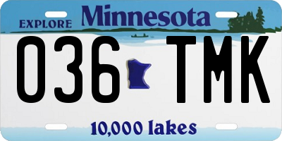 MN license plate 036TMK