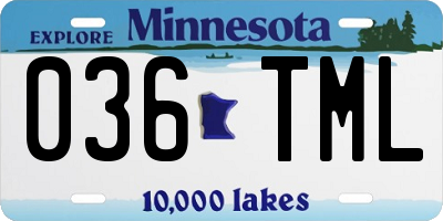 MN license plate 036TML