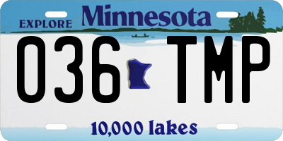 MN license plate 036TMP