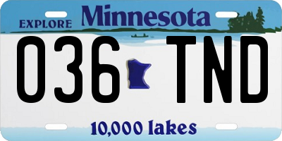 MN license plate 036TND