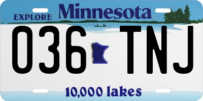 MN license plate 036TNJ