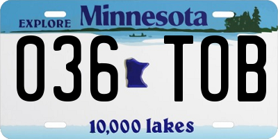 MN license plate 036TOB