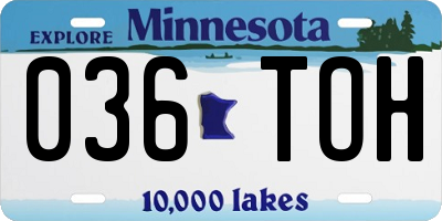 MN license plate 036TOH