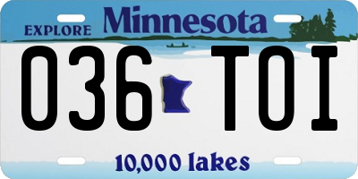 MN license plate 036TOI