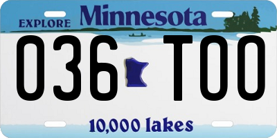MN license plate 036TOO