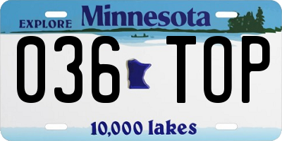MN license plate 036TOP