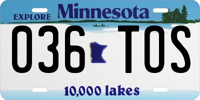 MN license plate 036TOS