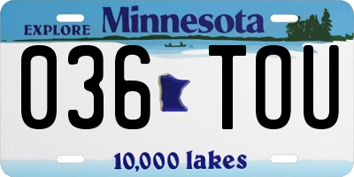 MN license plate 036TOU
