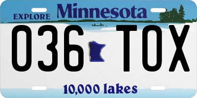 MN license plate 036TOX