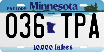 MN license plate 036TPA