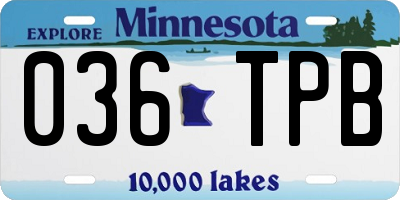 MN license plate 036TPB