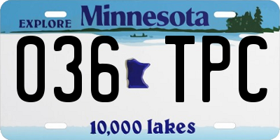 MN license plate 036TPC