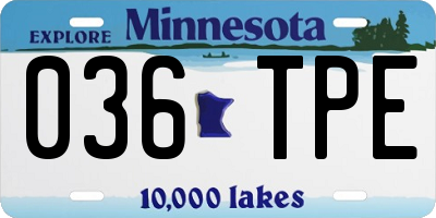MN license plate 036TPE