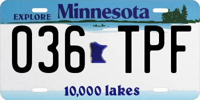 MN license plate 036TPF