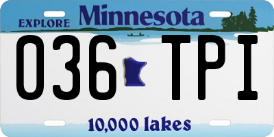 MN license plate 036TPI