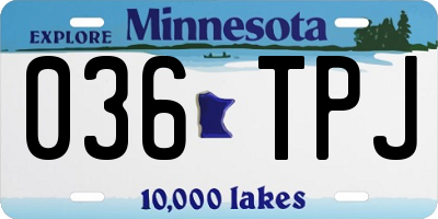 MN license plate 036TPJ