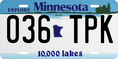 MN license plate 036TPK