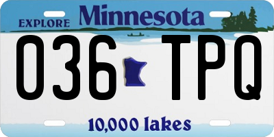 MN license plate 036TPQ