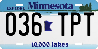 MN license plate 036TPT