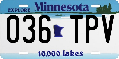 MN license plate 036TPV