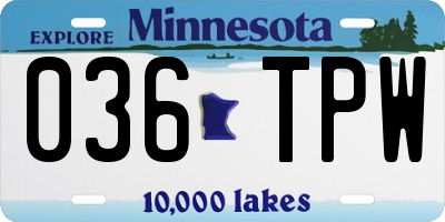 MN license plate 036TPW