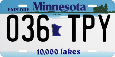 MN license plate 036TPY