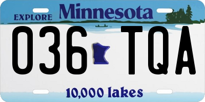 MN license plate 036TQA