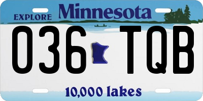 MN license plate 036TQB