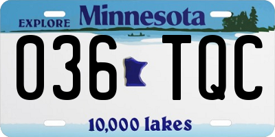 MN license plate 036TQC