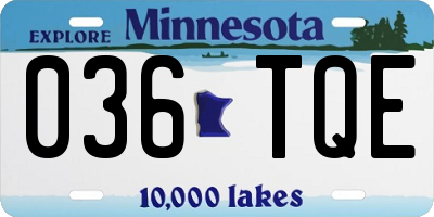 MN license plate 036TQE