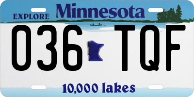 MN license plate 036TQF