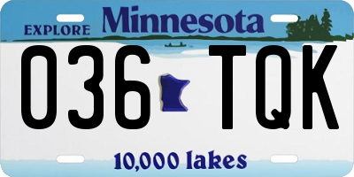 MN license plate 036TQK