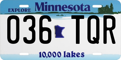 MN license plate 036TQR