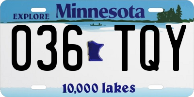 MN license plate 036TQY